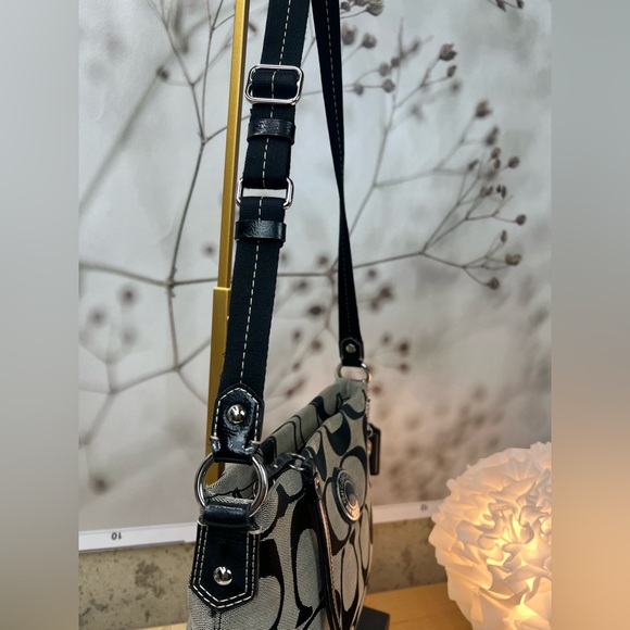 Coach  Signature Jacquard North South Crossbody or Shoulder Bag Black Canvas - Picture 4 of 16